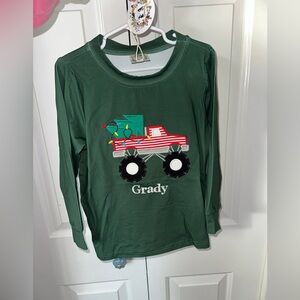 Grady Green Long Sleeve Kids Tee with Truck Design